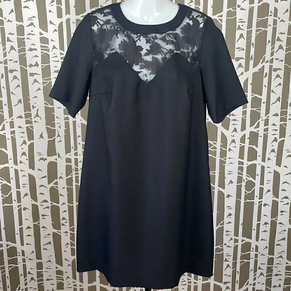 Y by Yumi Sheer Floral Top Mini Dress Black sz US 10